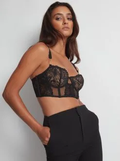 Aubade Flowermania Balconette-BH, Longline -Geschenkideen Verkäufe Aubade Flowermania Bustier schwarz LA36 NOIR 3