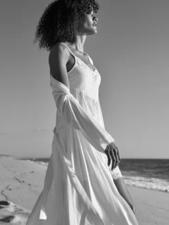 Calida 100% Nature Romance Kimono, Länge 120cm, Cradle To Cradle Certified® Star White -Geschenkideen Verkäufe Calida 100 Nature Romance Kimono Laenge 120cm Compostable weiss 64292 910 neu