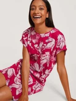 Calida Blooming Nights Kurzarm-Nachthemd, Länge 100cm Barberry Red -Geschenkideen Verkäufe Calida Blooming Nights Kurzarm Nachthemd Laenge 100cm rot 33052 176 5