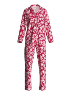 Calida Blooming Nights Pyjama, Durchgeknöpft Barberry Red -Geschenkideen Verkäufe Calida Blooming Nights Pyjama durchgeknoepft rot 43252 176 7