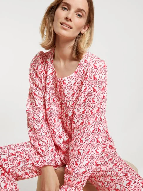 Calida Easter Nights Pyjama, Durchgeknöpft Red Glow 1 Calida Easter Nights Pyjama, Durchgeknöpft Red Glow