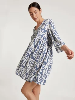 Calida Favourites Coast Loungedress, Länge 90cm Marine Water Blue
