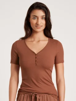 Calida Favourites Provence Kurzarm-Shirt, Feinripp Ginger Bisquit