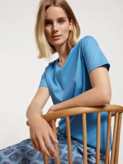 Calida Favourites Provence Kurzarm-Shirt Azurit Blue -Geschenkideen Verkäufe Calida Favourites Provence Kurzarm Shirt blau 14038 474 4