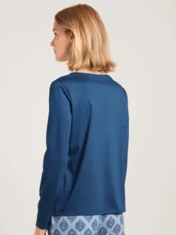 Calida Favourites Provence Langarm-Shirt, V-Neck Lapis Blue -Geschenkideen Verkäufe Calida Favourites Provence Langarm Shirt V Neck blau 15334 437 2