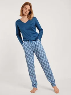 Calida Favourites Provence Langarm-Shirt, V-Neck Lapis Blue -Geschenkideen Verkäufe Calida Favourites Provence Langarm Shirt V Neck blau 15334 437 3