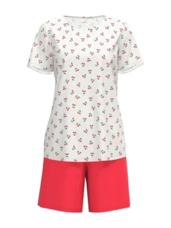 Calida Fruity Dreams Kurz-Pyjama Red Glow -Geschenkideen Verkäufe Calida Fruity Dreams Kurz Pyjama rot weiss 43253 136 6
