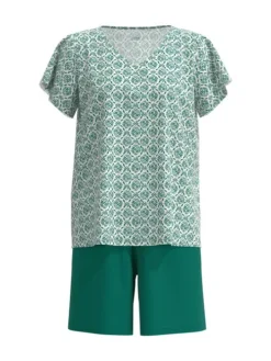 Calida Garden Nights Kurz-Pyjama Nevada Green -Geschenkideen Verkäufe Calida Garden Nights Kurz Pyjama gruen 42352 678 5