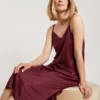 Calida Glamorous Nights Nachthemd Mit Spaghettiträgern, Länge 120cm Dark Cherry