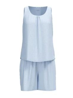 Calida Linen Nights Kurz-Pyjama Powder Blue -Geschenkideen Verkäufe Calida Linen Nights Kurz Pyjama blau 40657 481 8