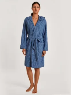 Calida Lounge Coast Bademantel Mit Kapuze Marine Water Blue