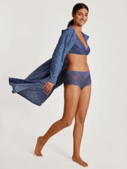 Calida Lounge Coast Bademantel Mit Kapuze Marine Water Blue -Geschenkideen Verkäufe Calida Lounge Coast Bademantel mit Kapuze blau 61837 427 5