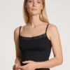 Calida Natural Comfort Lace Spaghetti-Top Schwarz