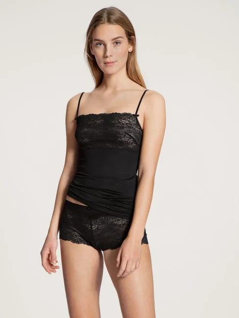 Calida Sensual Secrets Spaghetti-Top Mit Breitem Spitzensaum Schwarz 5 Calida Sensual Secrets Spaghetti-Top Mit Breitem Spitzensaum Schwarz – Bild 5